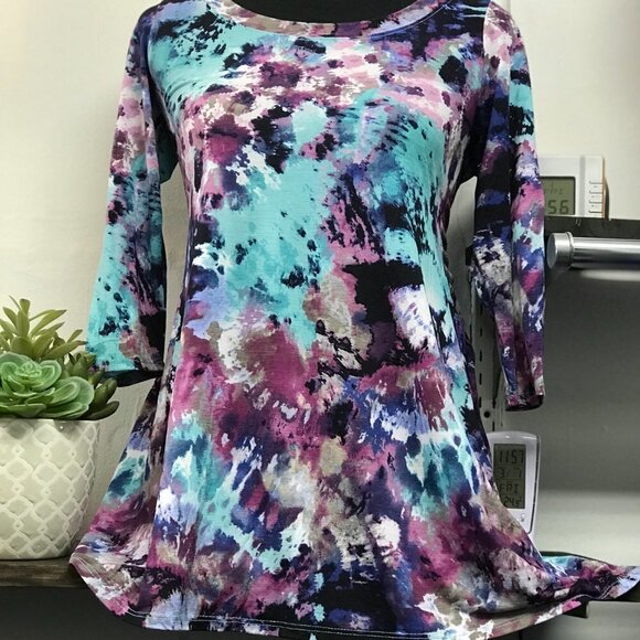 EMERALD 3/4 Sleeve Watercolor Tunic Top Size Small NWT - Picture 3 of 6